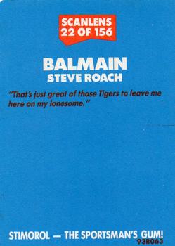 1989 Scanlens #22 Steve Roach Back